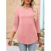 imageANRABESS Women 34 Length Sleeve Tops 2026 Summer Tshirts Boat Neck Tunic Shirt Basic Tee Blouse Fall Travel Outfits ClothesCoral