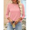 imageANRABESS Women 34 Length Sleeve Tops 2026 Summer Tshirts Boat Neck Tunic Shirt Basic Tee Blouse Fall Travel Outfits ClothesCoral