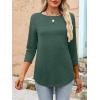 imageANRABESS Women 34 Length Sleeve Tops 2026 Summer Tshirts Boat Neck Tunic Shirt Basic Tee Blouse Fall Travel Outfits ClothesForest Green