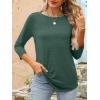 imageANRABESS Women 34 Length Sleeve Tops 2026 Summer Tshirts Boat Neck Tunic Shirt Basic Tee Blouse Fall Travel Outfits ClothesForest Green