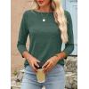 imageANRABESS Women 34 Length Sleeve Tops 2026 Summer Tshirts Boat Neck Tunic Shirt Basic Tee Blouse Fall Travel Outfits ClothesForest Green