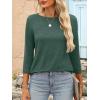 imageANRABESS Women 34 Length Sleeve Tops 2026 Summer Tshirts Boat Neck Tunic Shirt Basic Tee Blouse Fall Travel Outfits ClothesForest Green