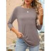 imageANRABESS Women 34 Length Sleeve Tops 2026 Summer Tshirts Boat Neck Tunic Shirt Basic Tee Blouse Fall Travel Outfits ClothesLight Coffee
