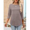 imageANRABESS Women 34 Length Sleeve Tops 2026 Summer Tshirts Boat Neck Tunic Shirt Basic Tee Blouse Fall Travel Outfits ClothesLight Coffee
