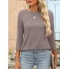 imageANRABESS Women 34 Length Sleeve Tops 2026 Summer Tshirts Boat Neck Tunic Shirt Basic Tee Blouse Fall Travel Outfits ClothesLight Coffee