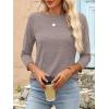 imageANRABESS Women 34 Length Sleeve Tops 2026 Summer Tshirts Boat Neck Tunic Shirt Basic Tee Blouse Fall Travel Outfits ClothesLight Coffee