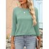 imageANRABESS Women 34 Length Sleeve Tops 2026 Summer Tshirts Boat Neck Tunic Shirt Basic Tee Blouse Fall Travel Outfits ClothesLight Green