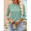 imageANRABESS Women 34 Length Sleeve Tops 2026 Summer Tshirts Boat Neck Tunic Shirt Basic Tee Blouse Fall Travel Outfits ClothesLight Green