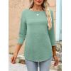 imageANRABESS Women 34 Length Sleeve Tops 2026 Summer Tshirts Boat Neck Tunic Shirt Basic Tee Blouse Fall Travel Outfits ClothesLight Green