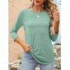 imageANRABESS Women 34 Length Sleeve Tops 2026 Summer Tshirts Boat Neck Tunic Shirt Basic Tee Blouse Fall Travel Outfits ClothesLight Green