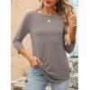 imageANRABESS Women 34 Length Sleeve Tops 2026 Summer Tshirts Boat Neck Tunic Shirt Basic Tee Blouse Fall Travel Outfits ClothesLight Khaki