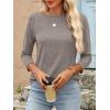 imageANRABESS Women 34 Length Sleeve Tops 2026 Summer Tshirts Boat Neck Tunic Shirt Basic Tee Blouse Fall Travel Outfits ClothesLight Khaki
