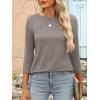 imageANRABESS Women 34 Length Sleeve Tops 2026 Summer Tshirts Boat Neck Tunic Shirt Basic Tee Blouse Fall Travel Outfits ClothesLight Khaki