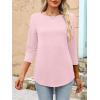 imageANRABESS Women 34 Length Sleeve Tops 2026 Summer Tshirts Boat Neck Tunic Shirt Basic Tee Blouse Fall Travel Outfits ClothesLight Pink