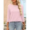 imageANRABESS Women 34 Length Sleeve Tops 2026 Summer Tshirts Boat Neck Tunic Shirt Basic Tee Blouse Fall Travel Outfits ClothesLight Pink