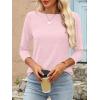 imageANRABESS Women 34 Length Sleeve Tops 2026 Summer Tshirts Boat Neck Tunic Shirt Basic Tee Blouse Fall Travel Outfits ClothesLight Pink