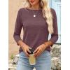 imageANRABESS Women 34 Length Sleeve Tops 2026 Summer Tshirts Boat Neck Tunic Shirt Basic Tee Blouse Fall Travel Outfits ClothesMaroon