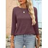 imageANRABESS Women 34 Length Sleeve Tops 2026 Summer Tshirts Boat Neck Tunic Shirt Basic Tee Blouse Fall Travel Outfits ClothesMaroon