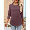 imageANRABESS Women 34 Length Sleeve Tops 2026 Summer Tshirts Boat Neck Tunic Shirt Basic Tee Blouse Fall Travel Outfits ClothesMaroon