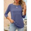 imageANRABESS Women 34 Length Sleeve Tops 2026 Summer Tshirts Boat Neck Tunic Shirt Basic Tee Blouse Fall Travel Outfits ClothesNavy Blue