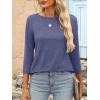 imageANRABESS Women 34 Length Sleeve Tops 2026 Summer Tshirts Boat Neck Tunic Shirt Basic Tee Blouse Fall Travel Outfits ClothesNavy Blue
