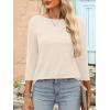 imageANRABESS Women 34 Length Sleeve Tops 2026 Summer Tshirts Boat Neck Tunic Shirt Basic Tee Blouse Fall Travel Outfits ClothesParchment