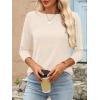 imageANRABESS Women 34 Length Sleeve Tops 2026 Summer Tshirts Boat Neck Tunic Shirt Basic Tee Blouse Fall Travel Outfits ClothesParchment