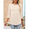 imageANRABESS Women 34 Length Sleeve Tops 2026 Summer Tshirts Boat Neck Tunic Shirt Basic Tee Blouse Fall Travel Outfits ClothesParchment