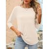 imageANRABESS Women 34 Length Sleeve Tops 2026 Summer Tshirts Boat Neck Tunic Shirt Basic Tee Blouse Fall Travel Outfits ClothesParchment