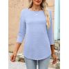 imageANRABESS Women 34 Length Sleeve Tops 2026 Summer Tshirts Boat Neck Tunic Shirt Basic Tee Blouse Fall Travel Outfits ClothesSky Blue
