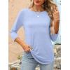 imageANRABESS Women 34 Length Sleeve Tops 2026 Summer Tshirts Boat Neck Tunic Shirt Basic Tee Blouse Fall Travel Outfits ClothesSky Blue