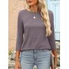 imageANRABESS Women 34 Length Sleeve Tops 2026 Summer Tshirts Boat Neck Tunic Shirt Basic Tee Blouse Fall Travel Outfits ClothesTaupe