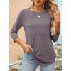 imageANRABESS Women 34 Length Sleeve Tops 2026 Summer Tshirts Boat Neck Tunic Shirt Basic Tee Blouse Fall Travel Outfits ClothesTaupe