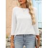 imageANRABESS Women 34 Length Sleeve Tops 2026 Summer Tshirts Boat Neck Tunic Shirt Basic Tee Blouse Fall Travel Outfits ClothesWhite