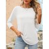 imageANRABESS Women 34 Length Sleeve Tops 2026 Summer Tshirts Boat Neck Tunic Shirt Basic Tee Blouse Fall Travel Outfits ClothesWhite