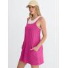 imageANRABESS Women Athletic Tennis Dress 2026 Summer Square Neck Active Romper Built in Shorts Casual Athleisure Mini DressesHot Pink