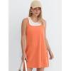 imageANRABESS Women Athletic Tennis Dress 2026 Summer Square Neck Active Romper Built in Shorts Casual Athleisure Mini DressesOrange