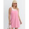 imageANRABESS Women Athletic Tennis Dress 2026 Summer Square Neck Active Romper Built in Shorts Casual Athleisure Mini DressesPink