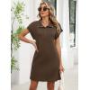 imageANRABESS Women Summer Shirt Dress Casual Short Sleeve Henley Neck Mini Shift Tunic Dresses 2026 Beach Vacation Cruise ClothesBrown