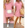 imageANRABESS Women Summer Shirt Dress Casual Short Sleeve Henley Neck Mini Shift Tunic Dresses 2026 Beach Vacation Cruise ClothesPink
