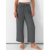 imageANRABESS Women Wide Leg Capri Pants Summer Palazzo High Waisted Casual Loose Lounge Flowy Cropped Beach Trousers Work OutfitsDark Gray