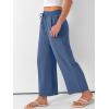 imageANRABESS Women Wide Leg Capri Pants Summer Palazzo High Waisted Casual Loose Lounge Flowy Cropped Beach Trousers Work OutfitsDeep Blue