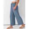 imageANRABESS Women Wide Leg Capri Pants Summer Palazzo High Waisted Casual Loose Lounge Flowy Cropped Beach Trousers Work OutfitsGrey Blue