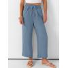 imageANRABESS Women Wide Leg Capri Pants Summer Palazzo High Waisted Casual Loose Lounge Flowy Cropped Beach Trousers Work OutfitsGrey Blue