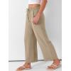 imageANRABESS Women Wide Leg Capri Pants Summer Palazzo High Waisted Casual Loose Lounge Flowy Cropped Beach Trousers Work OutfitsYellow Khaki