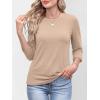 imageANRABESS Womens 34 Sleeve TopWrinkleFree Soft TShirtsCrew Neck Basic TeeCasual Summer Spring Clothes Daily Work TravelAlmond