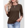 imageANRABESS Womens 34 Sleeve TopWrinkleFree Soft TShirtsCrew Neck Basic TeeCasual Summer Spring Clothes Daily Work TravelBrown