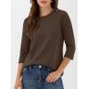 imageANRABESS Womens 34 Sleeve TopWrinkleFree Soft TShirtsCrew Neck Basic TeeCasual Summer Spring Clothes Daily Work TravelBrown