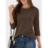 imageANRABESS Womens 34 Sleeve TopWrinkleFree Soft TShirtsCrew Neck Basic TeeCasual Summer Spring Clothes Daily Work TravelBrown