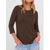 imageANRABESS Womens 34 Sleeve TopWrinkleFree Soft TShirtsCrew Neck Basic TeeCasual Summer Spring Clothes Daily Work TravelBrown
